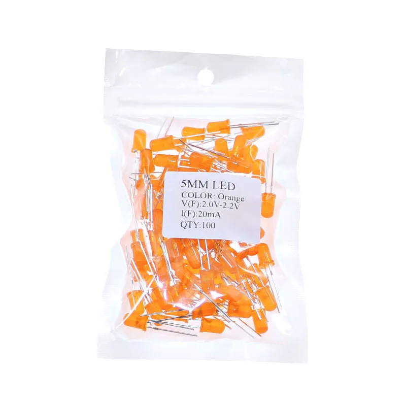 100PCs 5mm LED Diode 5mm assorted kit White Green Red Blue yellow orange pink purple warm white DIY light emitting diode image 4