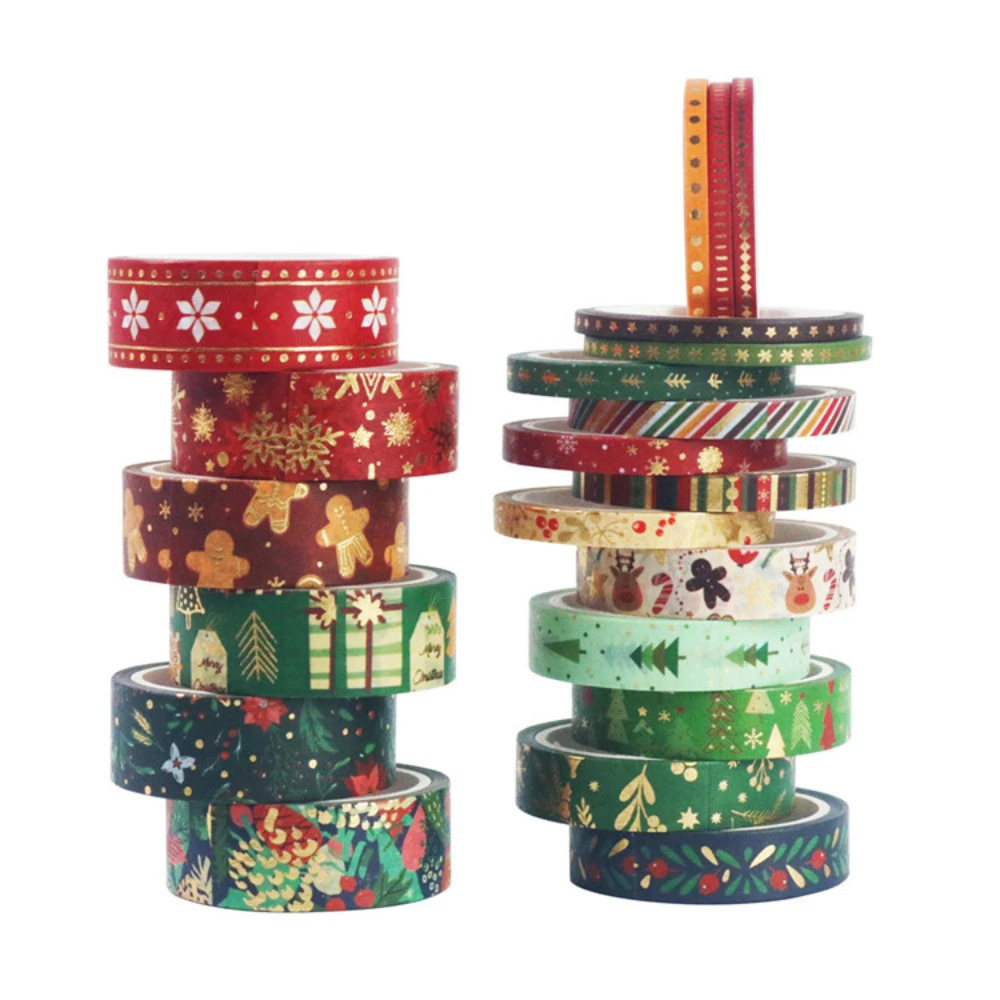 21 pcs/set Merry Christmas Gilding Washi Tape Set Scrapbooking Diy Journal Stationery Masking Tapes Deco Art Supplies Gift 4