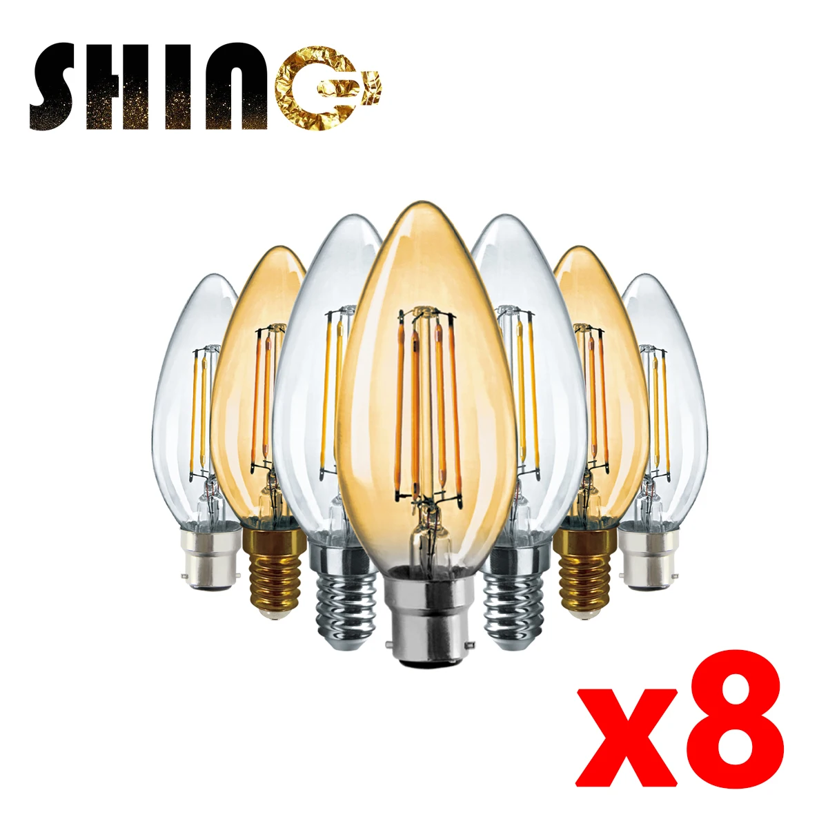 8pcs/lot 220V LED Filament Bulb C35 4W Retro Edison Bulb E14 B22 Bombillas Vintage Lamp 2700k 4000k Home Decoration