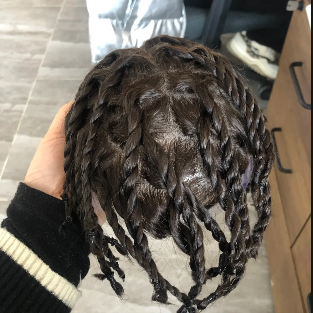 Parrucchino da uomo capelli umani Afro acconciatura maschile trecce  intrecciate Base per pelle sottile Toupet Men sistema di sostituzione della  protesi capillare - AliExpress, image size:1000x1000
