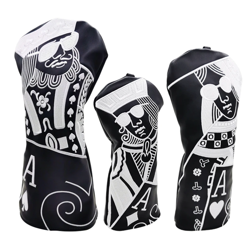 Golf Club Head Covers Golf Putter Head Covers JQK #1 #3 #5 Wood Headcovers Driver Fairway Woods Cover PU Leather Putter Head Covers
