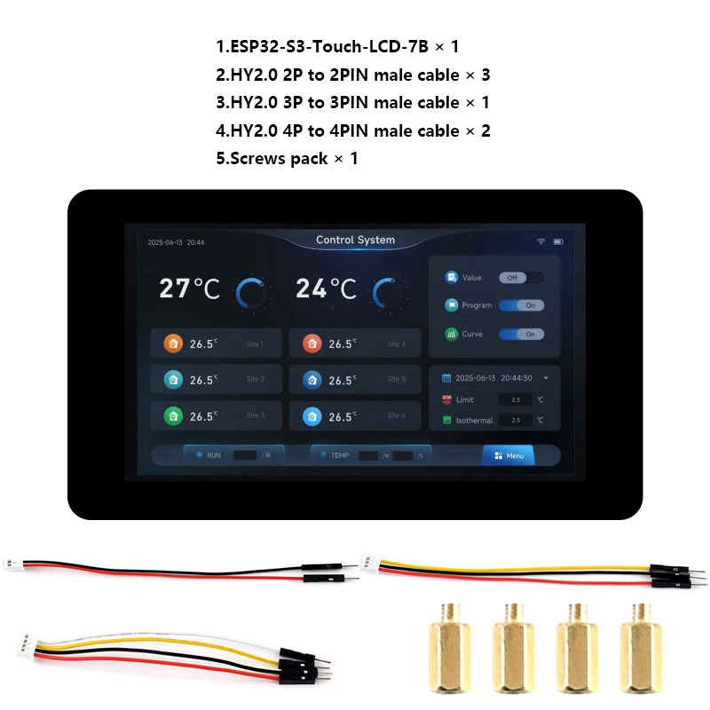 ตัวเลือกสินค้า บอร์ดพัฒนาหน้าจอสัมผัส 7 นิ้ว ESP32-S3 สำหรับ UI สมัยใหม่