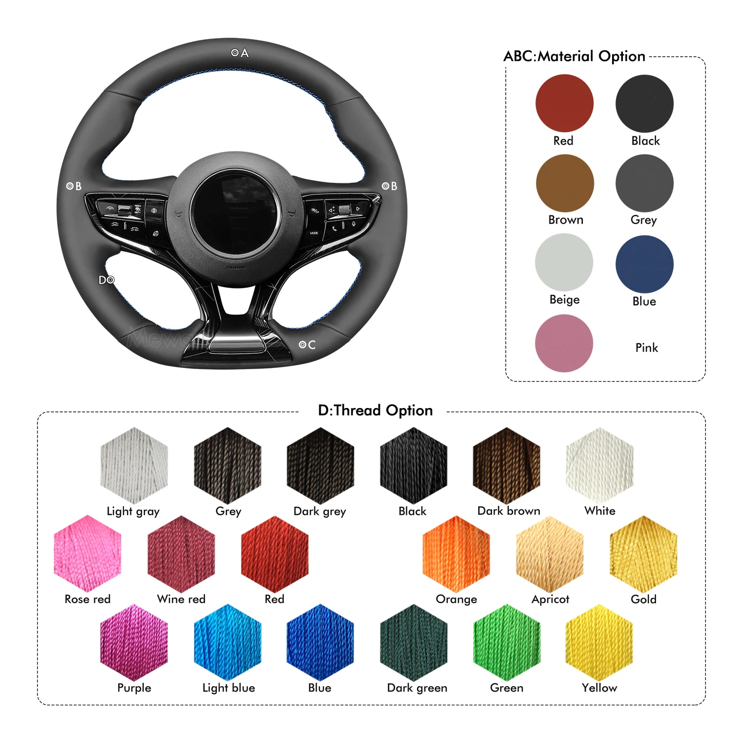 MEWANT Black Artificial Leather Car Steering Wheel Cover for BYD Seal 2022-2024 images - 6