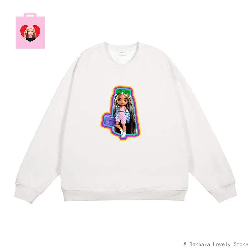 

Barbie Hoodies Autumn Vintage Retro Fashion Kawaii Loose Hoodies Women Clothing Casual Sweatshirt Y2k Lover Wear Girlfriend Gift