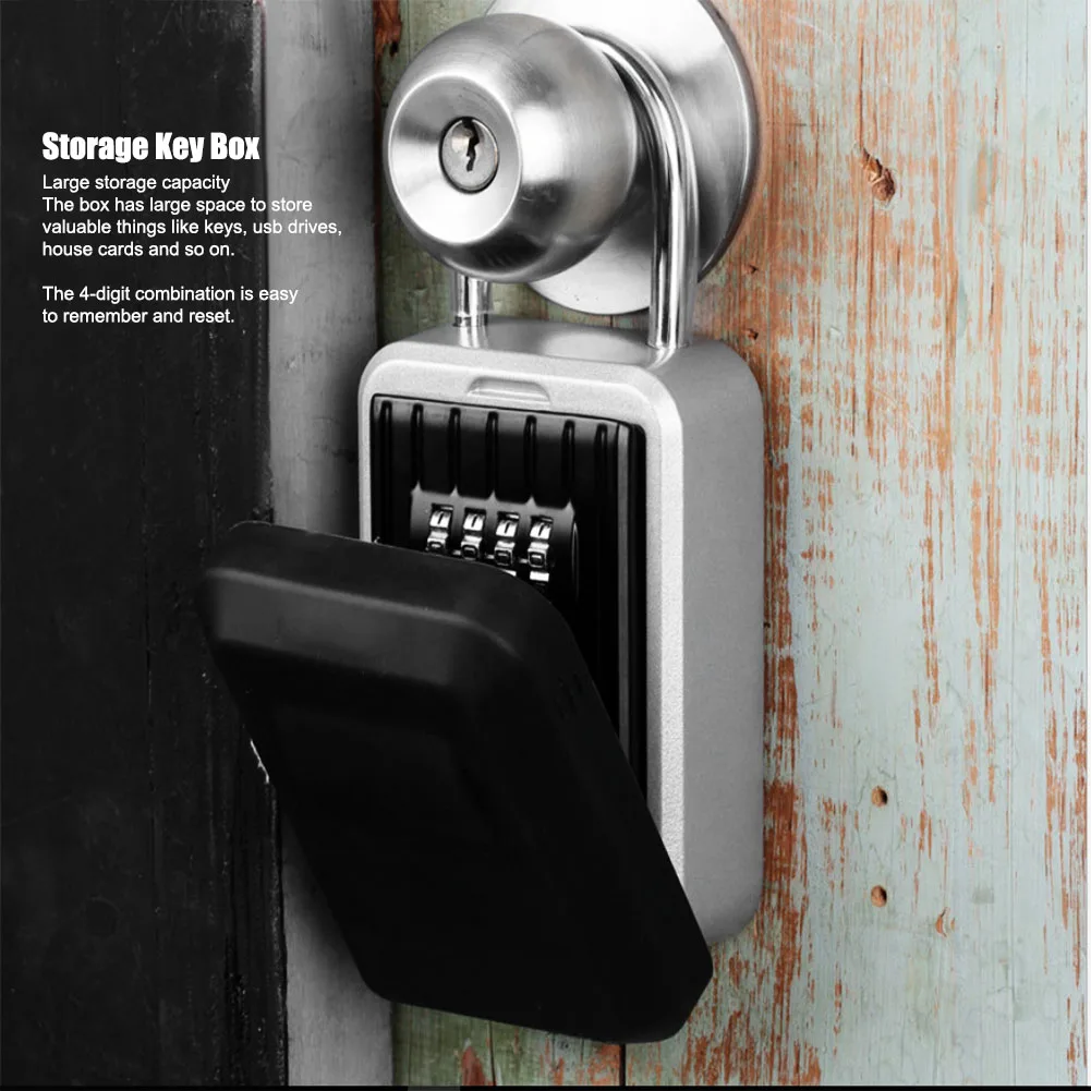 Key Box Key Lock Case Portable Outdoor Waterproof Wall Mounted 4‑Digit Combination Anti‑Theft Lock Storage Security Box