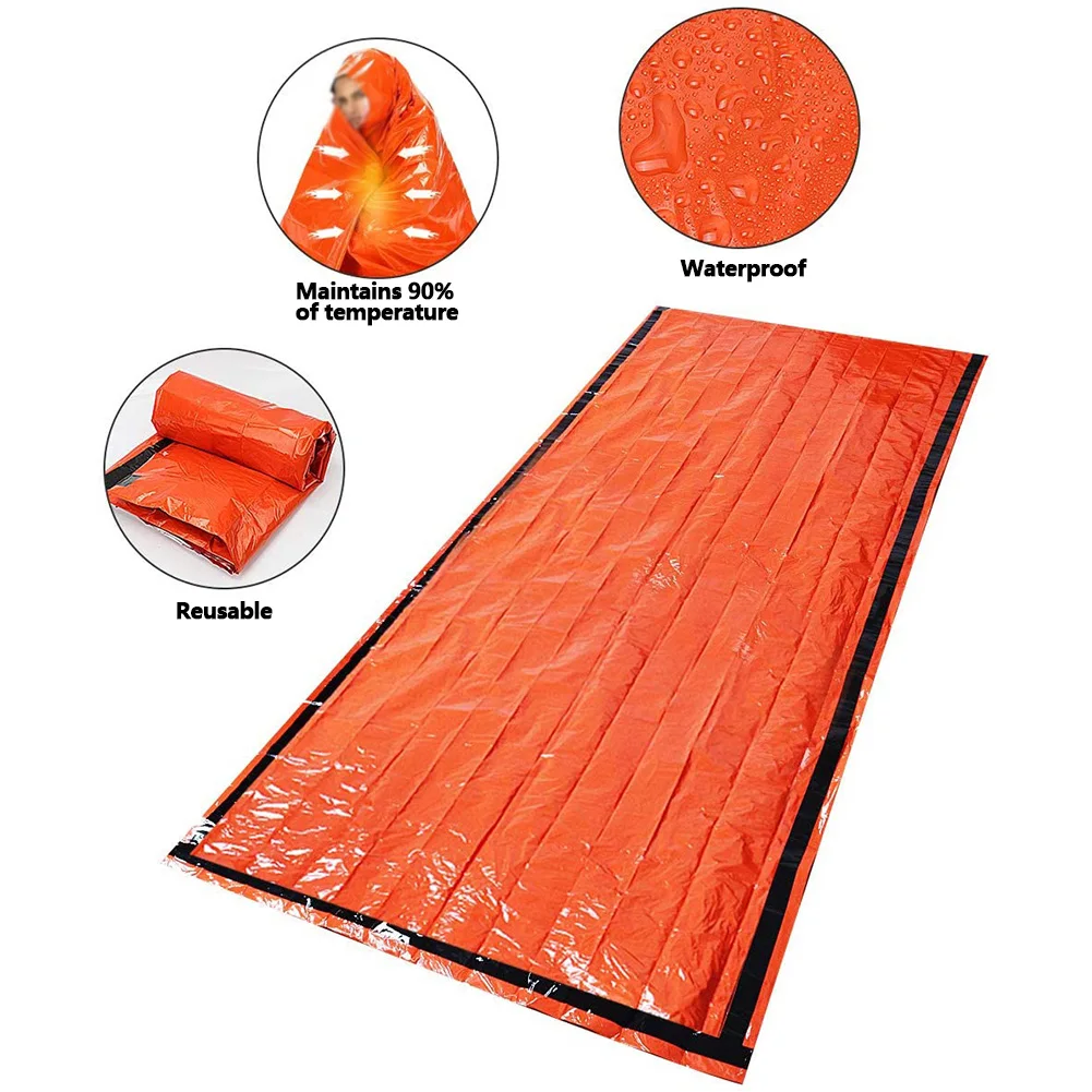 1/3/6Pcs Emergency Blanket Waterproof Thermal Bivy Sack Portable Thermal Survival Sleeping Bag for Outdoor Camping Hiking
