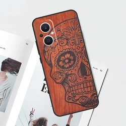 Bamboo Skull Pattern Wood Print Phone Case Cover for OPPO Reno8 T 4G (II7985)
