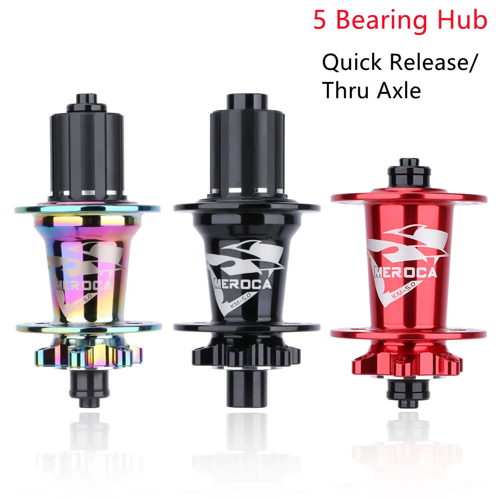 

MTB Bike Hub 32H 6 Paws Front 2 Rear 5 Bearing Disc Brake Thru Axle Quick Release Barrel Shaft 32 Holes