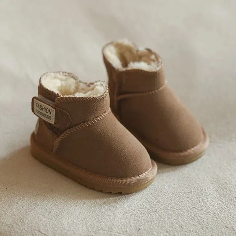 Winter Baby Snow Boots Warm Plush Leather Toddler Shoes Fashion Boys Girls Anti-slip Rubber Sole Baby Sneakers Infant Boots