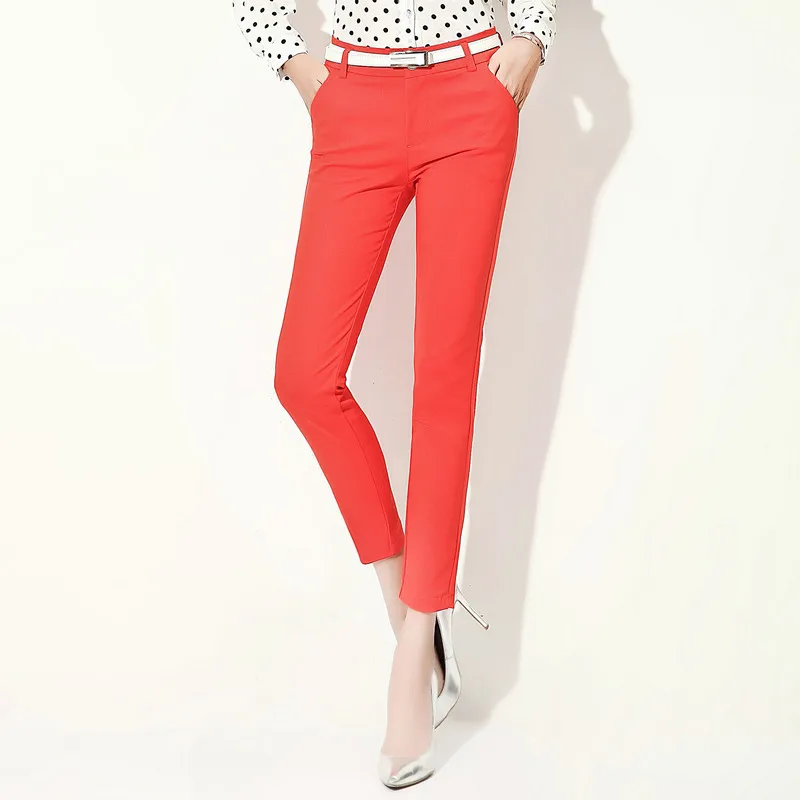 

Oversize 4xl Solid Color Office Pencil Pants Women Slim Stretch Ankle-Length 92cm Cotton Trousers Fashion Mid Waist Capris