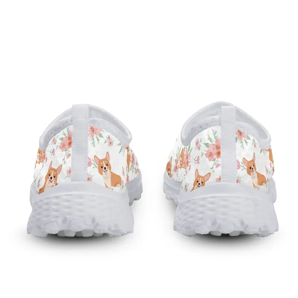 Women Casual Shoes Floral Corgi Leisure Sneaker Lightweight Flat Shoes Summer Walking Loafers Custom Zapatos Mujer