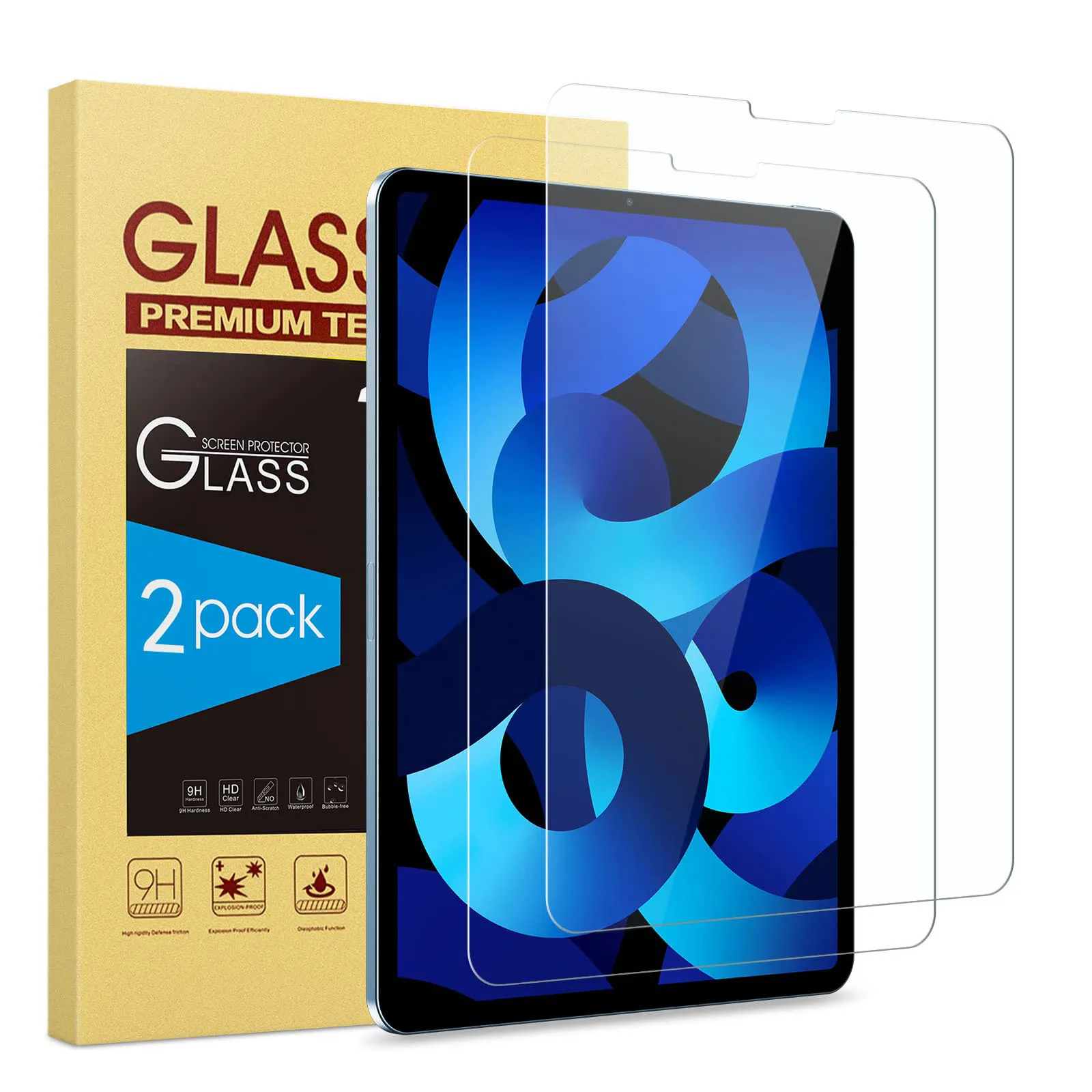 (2 упаковки) Закаленное стекло для Apple iPad Air 9,7 10,5 10,9 2-го 3-го 4-го 5-го поколения Защитная пленка для экрана планшета против царапин