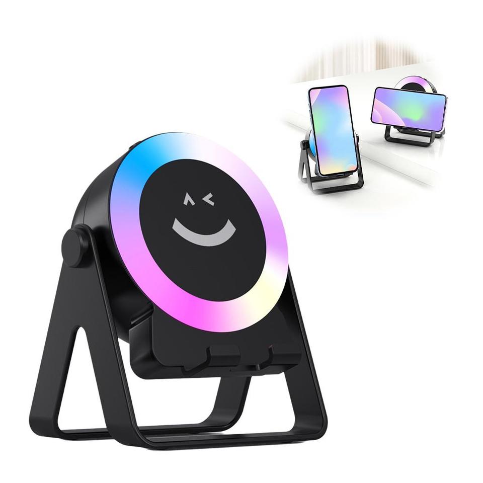 Multifunction 4 IN 1 Wireless Induction Audio Bluetooth Speaker, 360° Rotation Stand with LED-Universal Speaker Stands