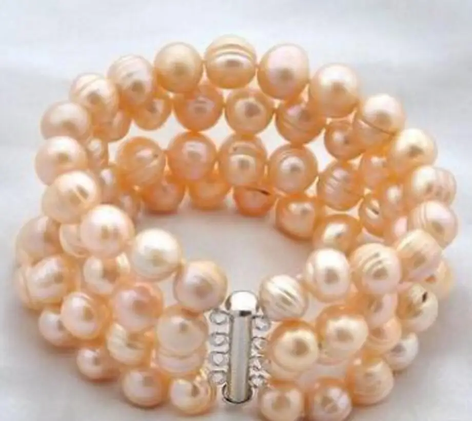 

4strands 8inch8-9mm baroque pink freshwater pearl bracelet