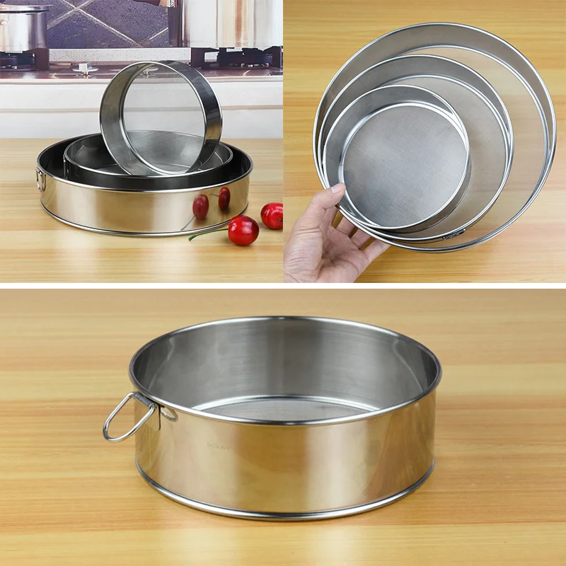 Flour Sifter 304 Stainless Steel 60 Mesh Thickened Sesame Baking Tools Holding Ultrafine Flours Sift Kitchen Cake Accessories
