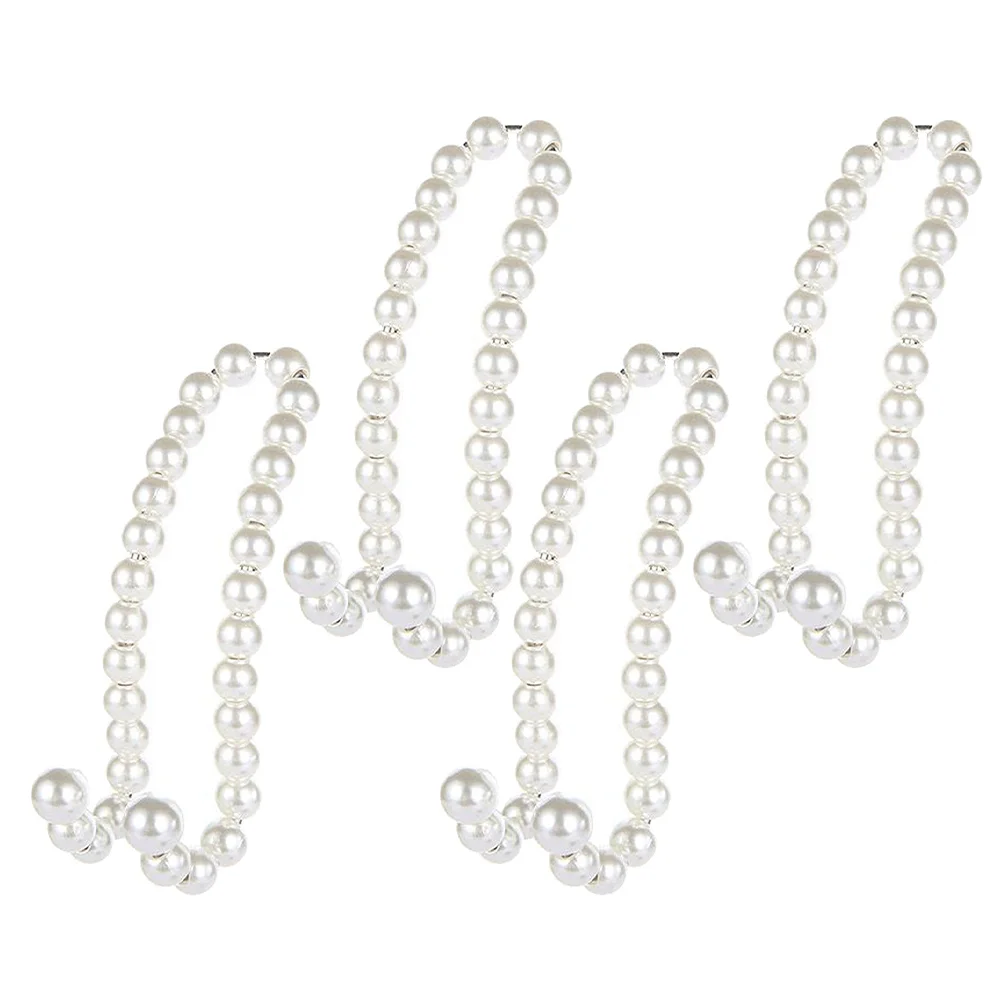 

2 Pairs Car Pearl Decor Storage Hooks Pearl Car Headrest Hooks Seat Back Hanger