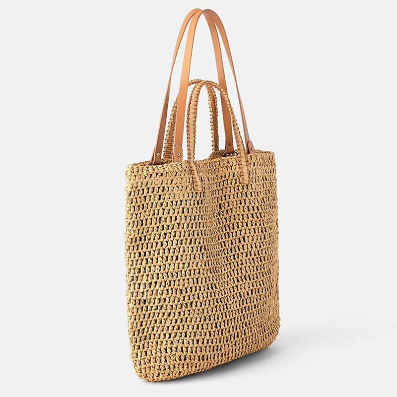 Woven Bag Women's Bag Summer Simple Big Bag Woven Bag Seaside Vacation Beach Bag Straw Woven Bag Crochet Shoulder Bag