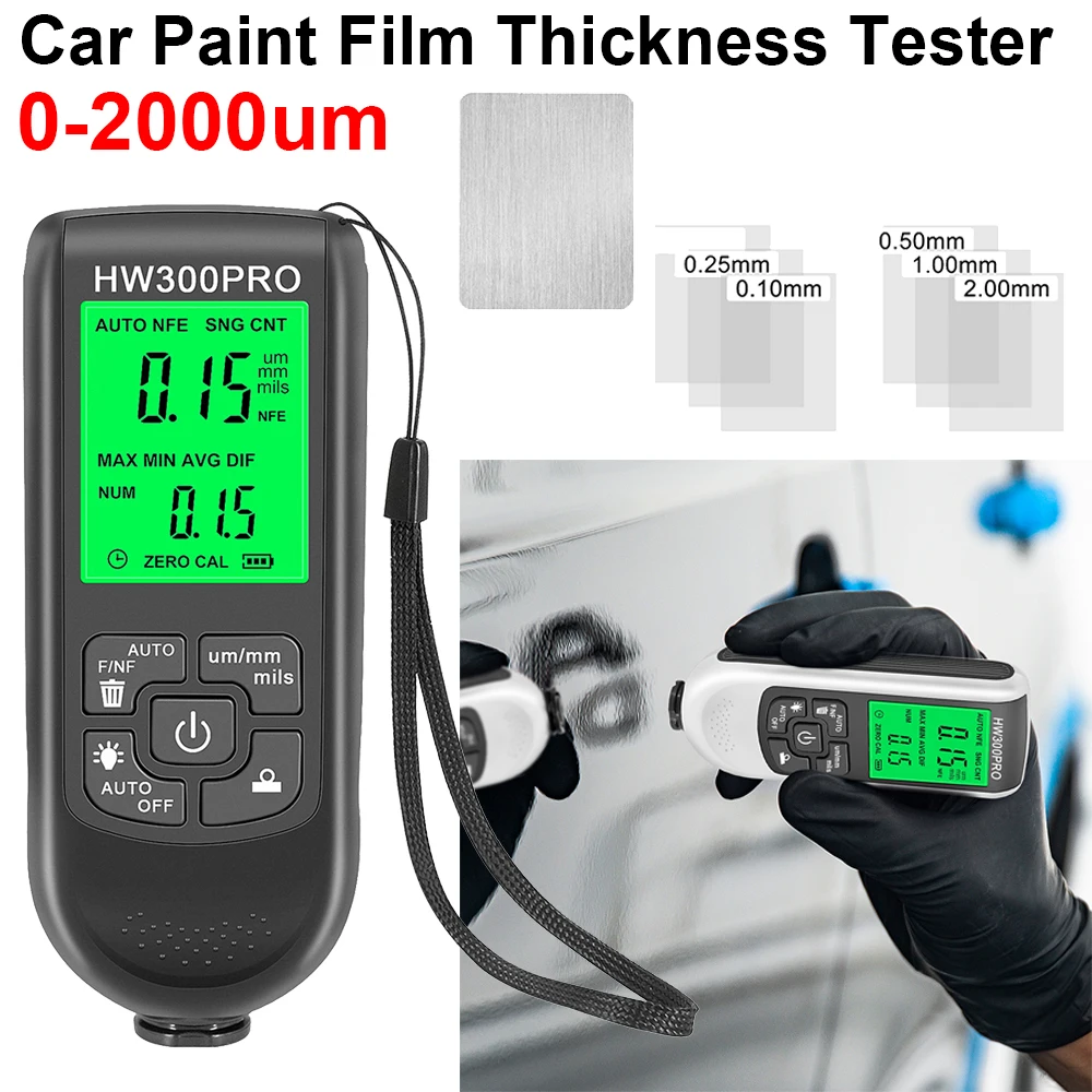 0-2000UM Car Paint Film Thickness Tester HW-300PRO Coation Thickness Gauge Car Coating Measuring Tools Automotive Paint Meter