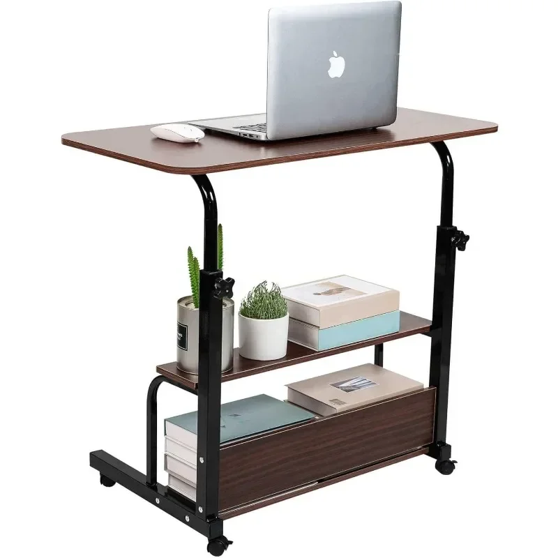 Adjustable Height Mobile Computer Desk for Small Space Rolling Writing with Wheels Corner Home Office Study 6