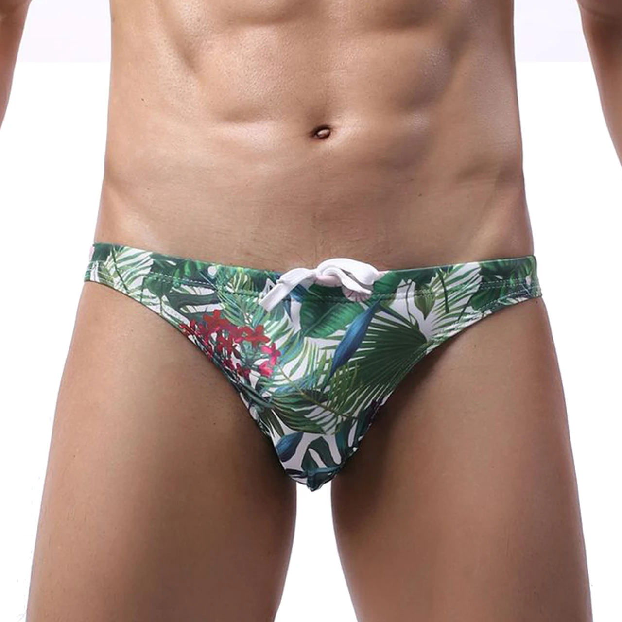 

New Men's Sexy Swimwear Briefs Beach Surf Swimming Trunks Couple Floral Triangle Swimsuit Drawstring Breathable Swim Shorts Male