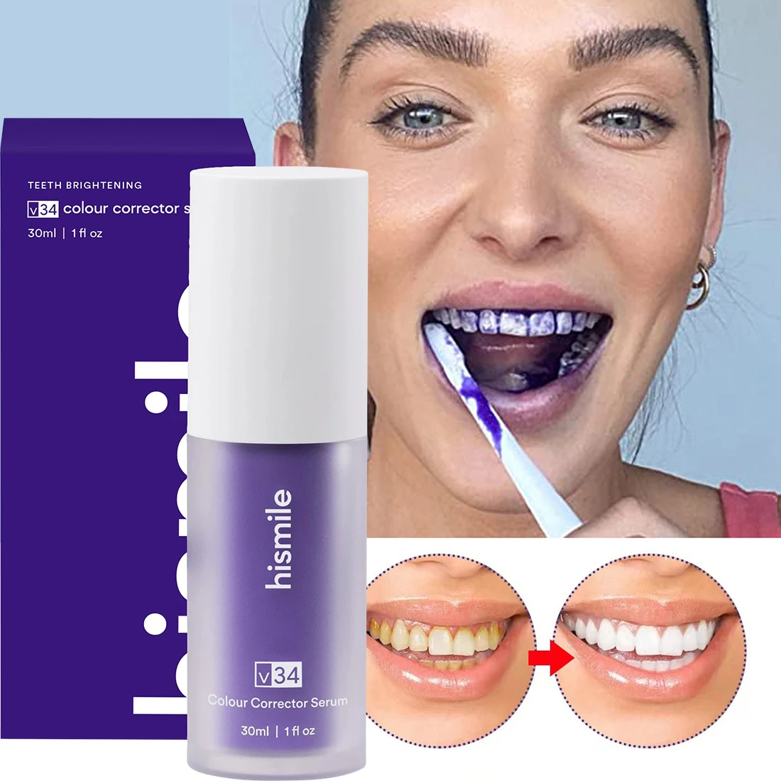 V34 Mousse Foam Toothpaste Purple Whitening Cleaning Toothpaste