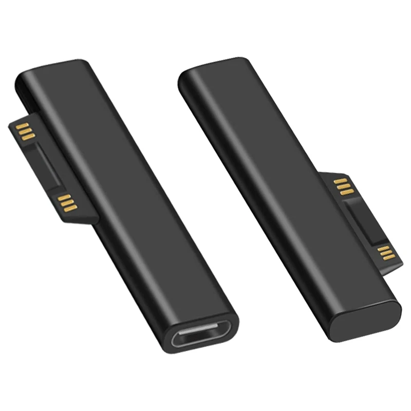 Per Surface Connect To Usb-C Adattatore Magnetico, Tipo C Funziona Con 15V/3A 45W Per Surface Pro 6/5/4/3 (Nero 2 Pack)