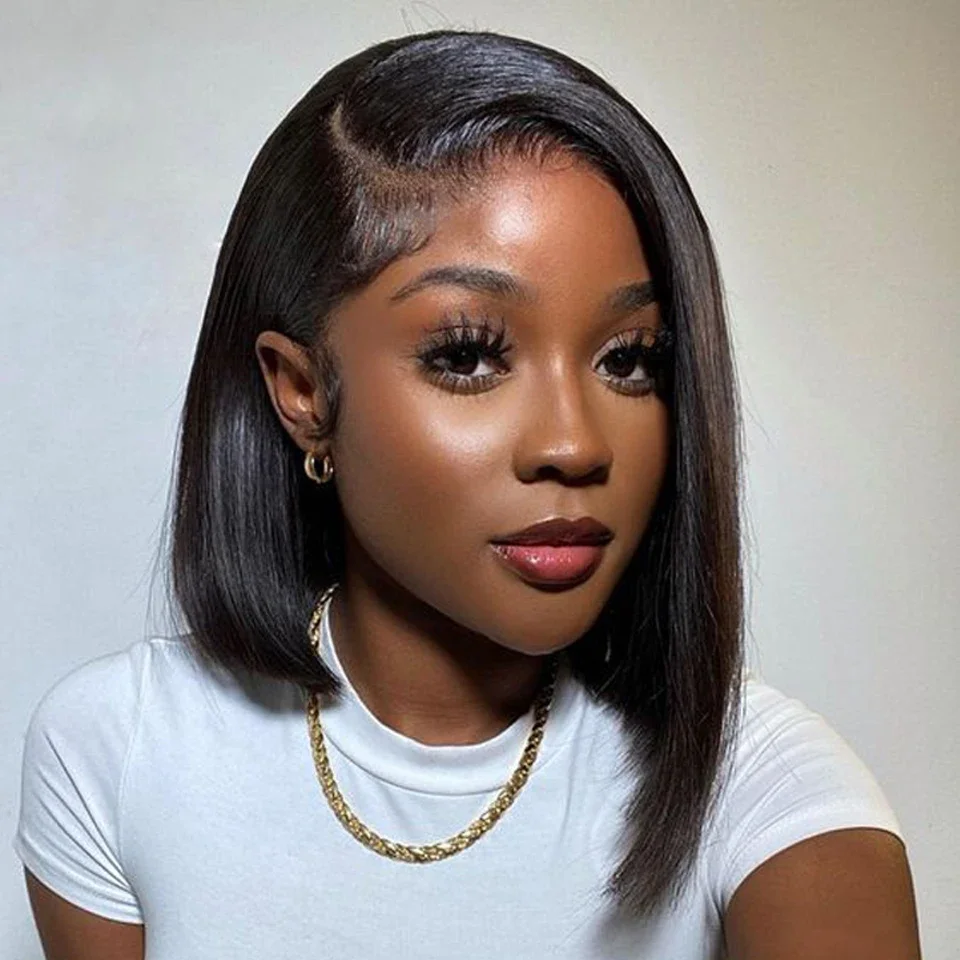 Glueless Wig Human Hair Ready To Wear 13x1 Straight Human Hair Wigs for Women Brazilian Side Part Lace Perruque Cheveux Humains