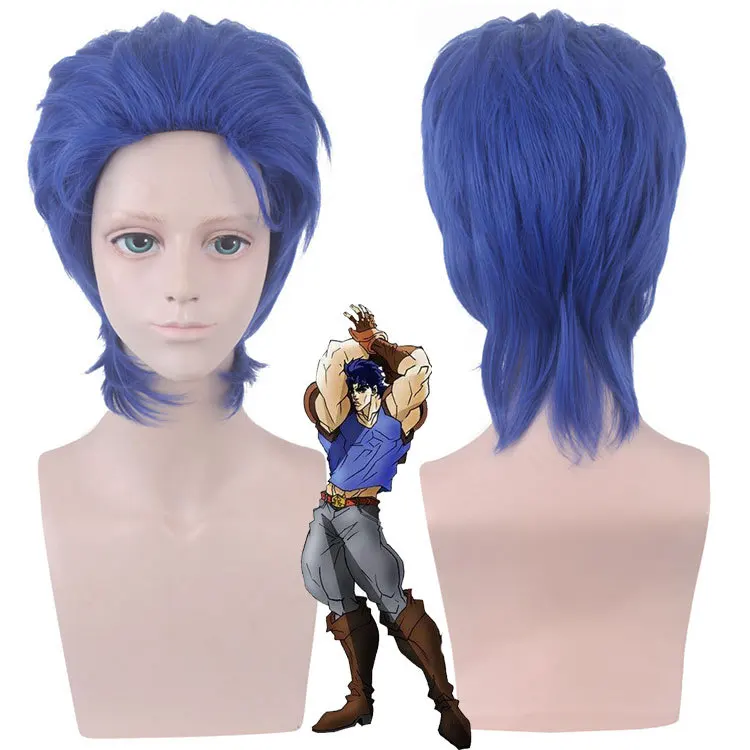 

Cos Gift Anime JOJO's Bizarre Adventure Jonathan Joestar Wig Cosplay Wig Role Play Royal Blue Color