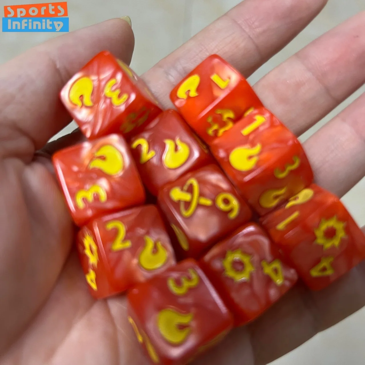 Juego De 10 Dados De 10 Caras (D10) Para Juegos De Rol - Acrílico, Color Rojo, Números Claros