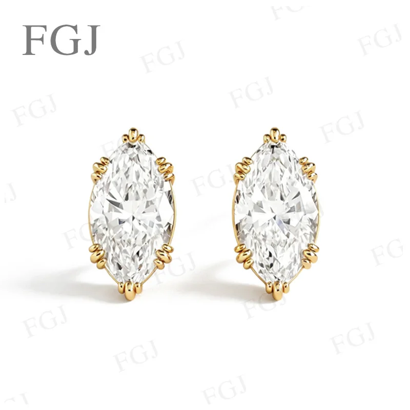925 Sterling Silber Marquise-Schliff Moissanit Ohrstecker 0,5/1CT D-Farbe VVS1 Funkelnde Solitär-Ohrringe für Damen – Detail 2