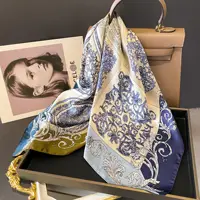 Luxury Women Silk Satin Hair Scarves Fashion Square Leopard Print Headscarf 70cm Professional Designer Scarf Headband 4