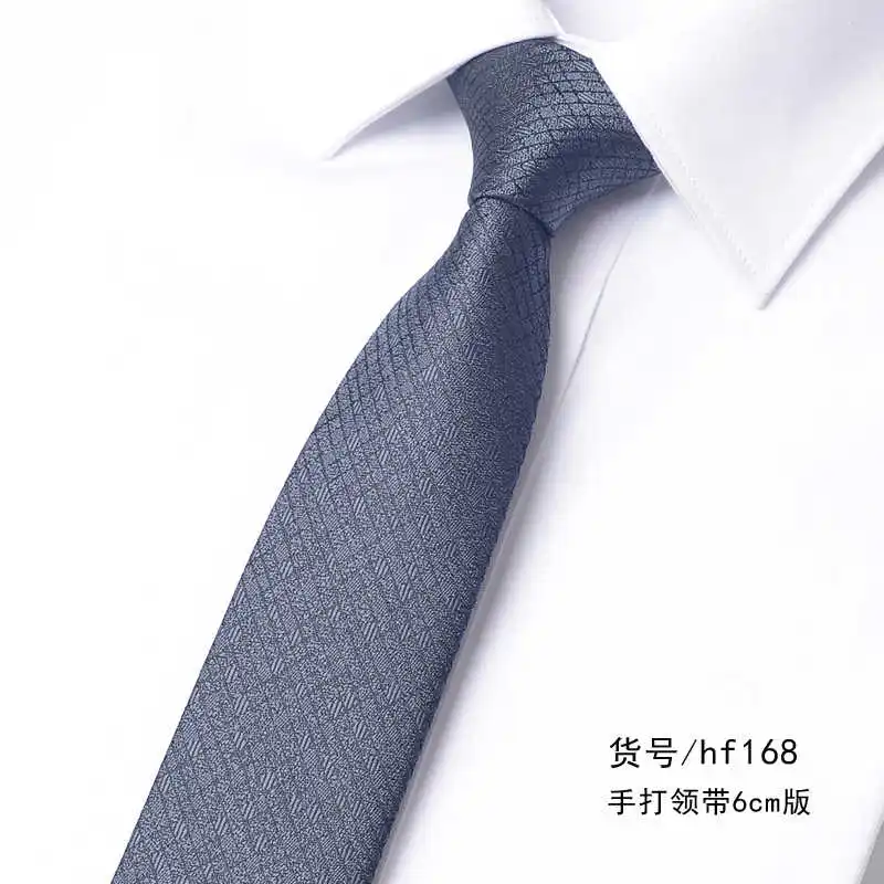 

High Quality Gray Striped Black Tie Men's Korean Version 6CM Narrow Hand Knotted Bachelor's Clothing Fashion Casual Student Tie