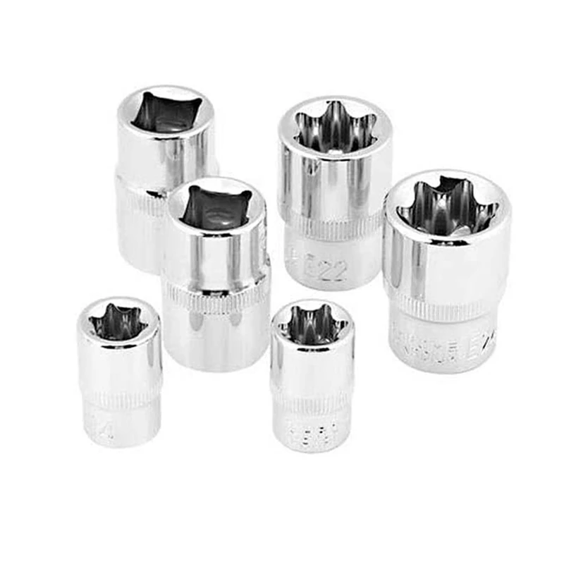 Torx 스타 비트 토크 암컷 E 소켓 세트, 변조 방지, E4-E24 1/4 인치, 3/8 인치, 1/2 인치 드라이브, 14 개