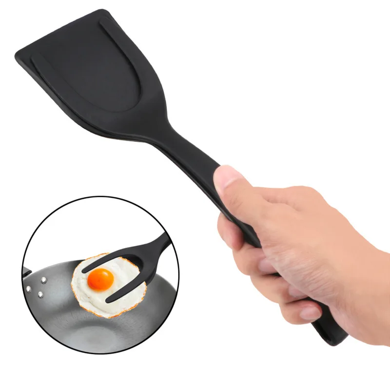 2 in 1 Non-Stick Fried Egg Spatula Pancake French Toast Omelet Flipper  Spatula Turner Bread Tongs Kitchen Utensils Cooking Tool