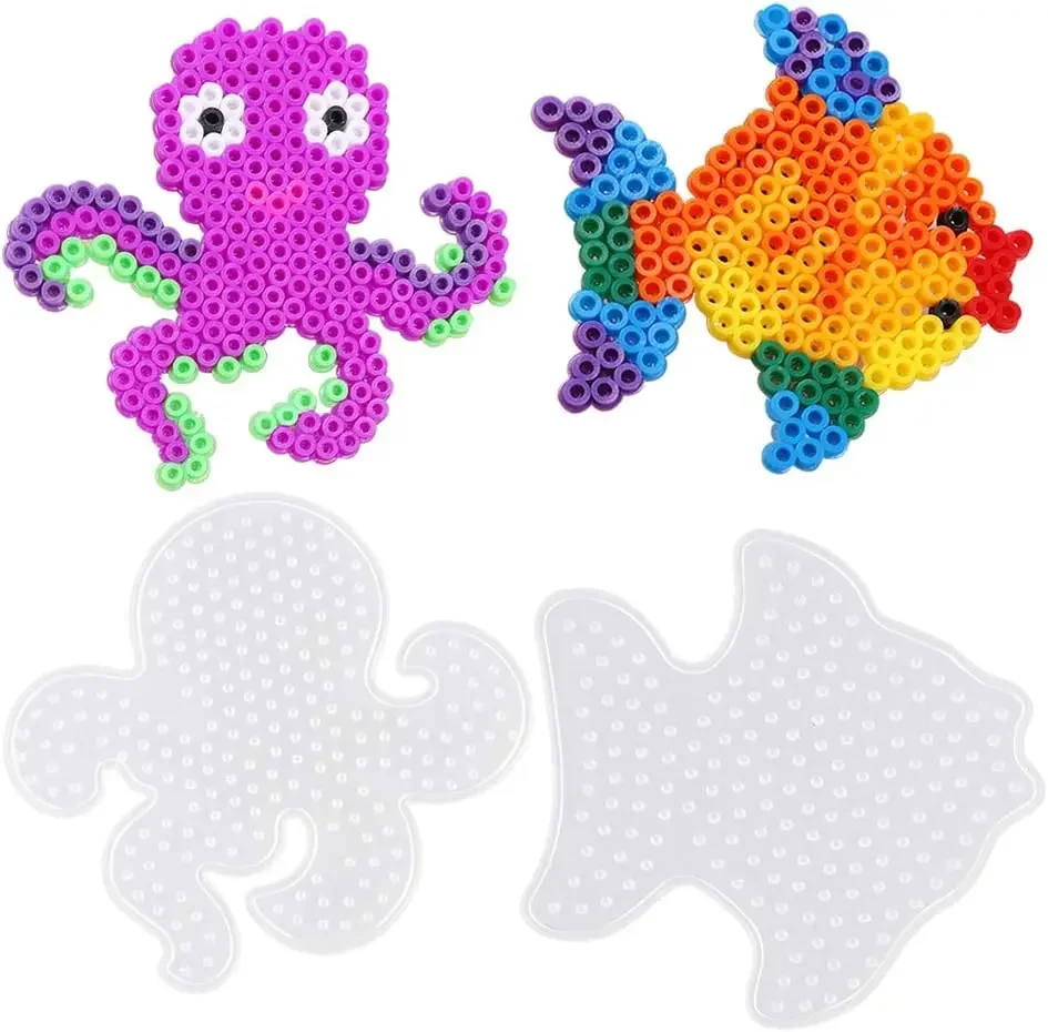 15 Pieces Fuse Beads Boards 5mm Clear Plastic Pegboards with Colorful Cards Kids Craft DIY Toys Perler Hama Beads Pixel Puzzle 4