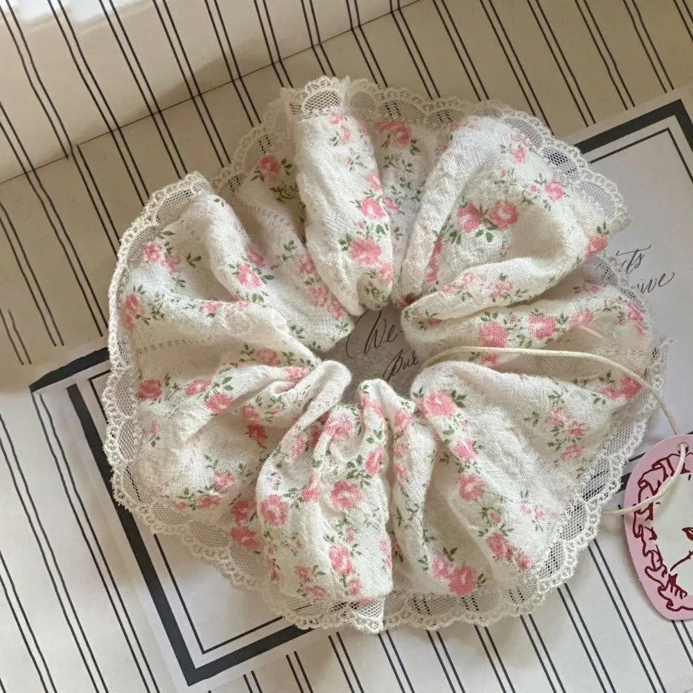 Cotton Elastic Hair Bands Sweet Small Floral Print Accessories Cute Headwear Scrunchies Lace Hair Scrunchies Girls