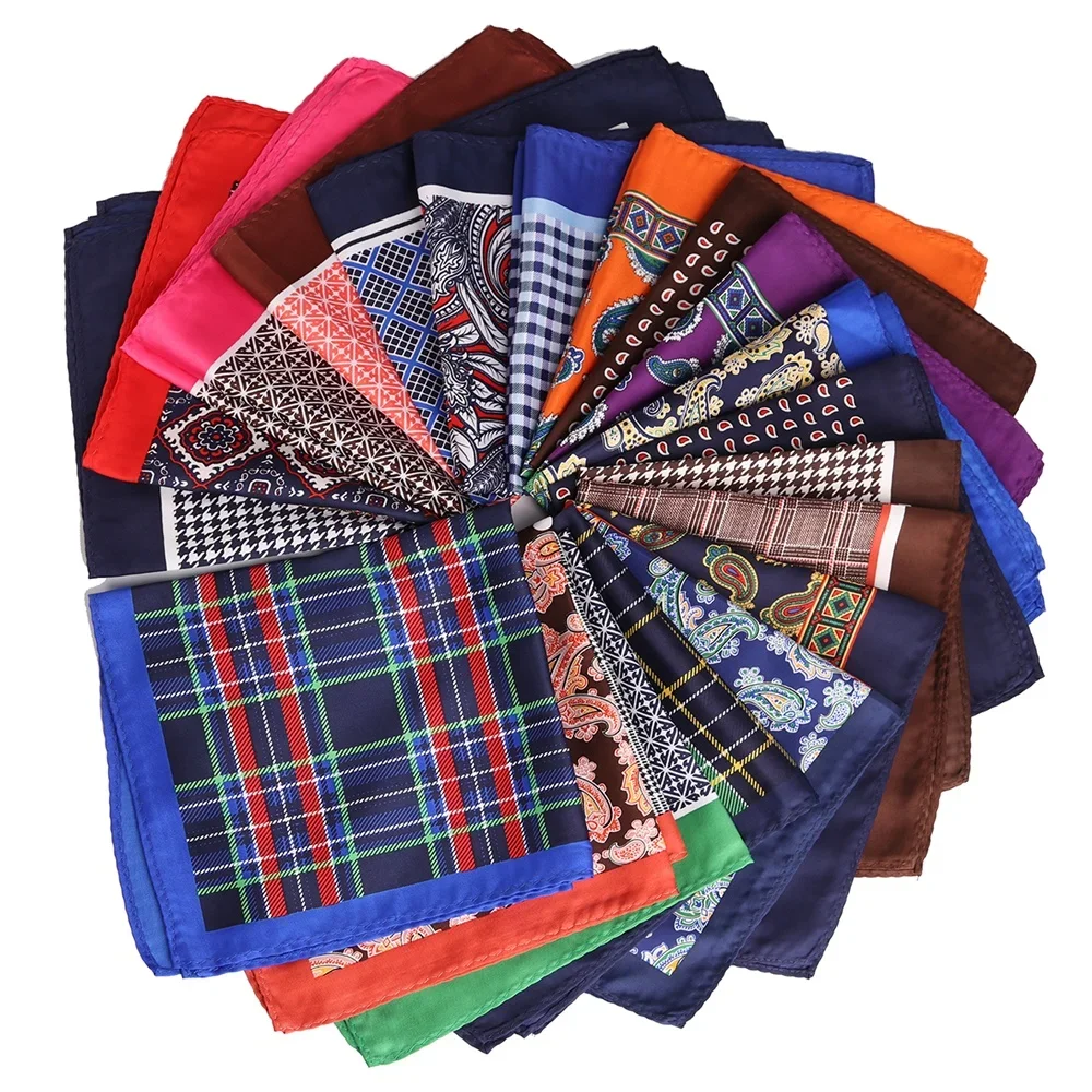 

HOT!! 33 x 33CM Mans Hanky Polka Dot Plaid & Checks Paisley Pocket Square Hankies Chest Towel Big Size Handkerchief For Men