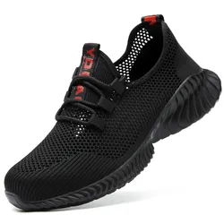 Breathable Lightweight Summer Safety Shoes with Iron Toe and Anti-Slip Protection - 43 (L812 AllBlack)