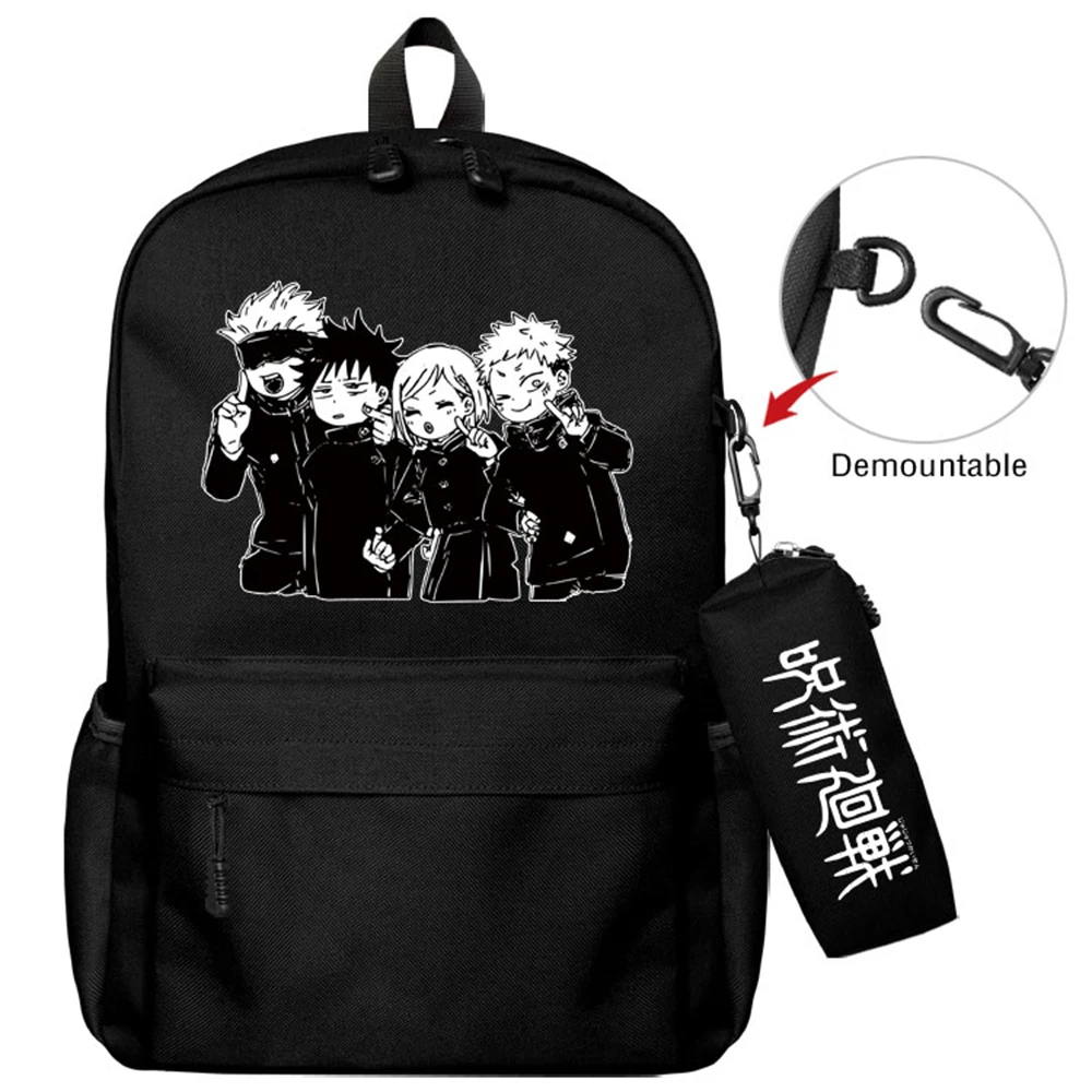 

Bookbag Boys Jujutsu Kaisen Cute Nylon Backpack Pencil Case 2pcs/set Casual Student Schoolbag Girls Laptop Bag Zipper Knapsack