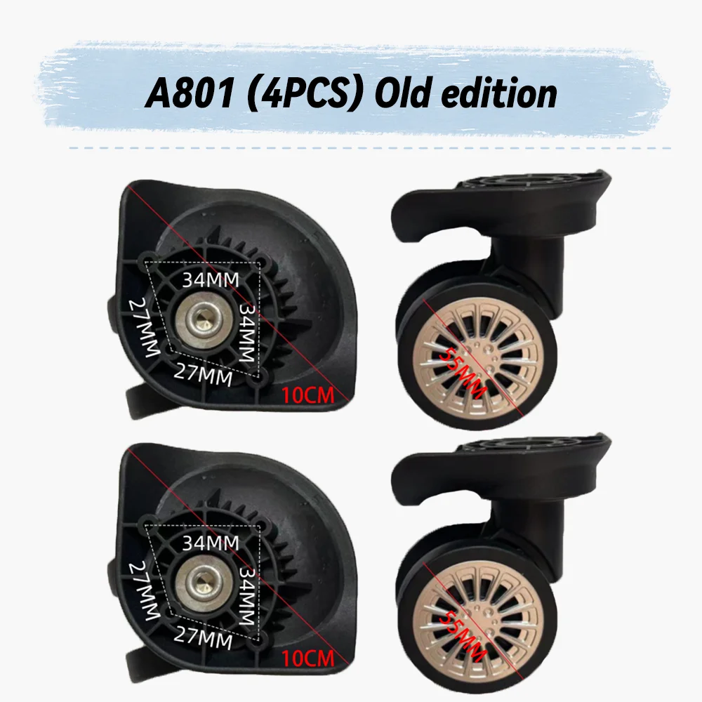 For ZhongTai A801 Universal Wheel Replacement Suitcase Rotating Smooth Silent Shock Absorbing Wheel Accessories Wheels Casters