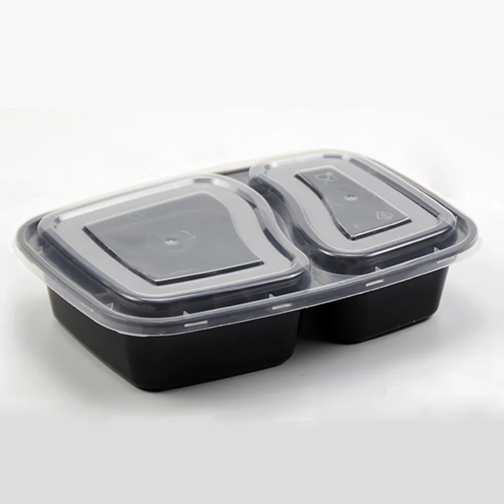 pcs 1000ml Disposable Meal Prep Containers 2 Compartment Food Storage Box Microwave Safe Lunch Boxes Black With Lid Lunch Boxes Aliexpress