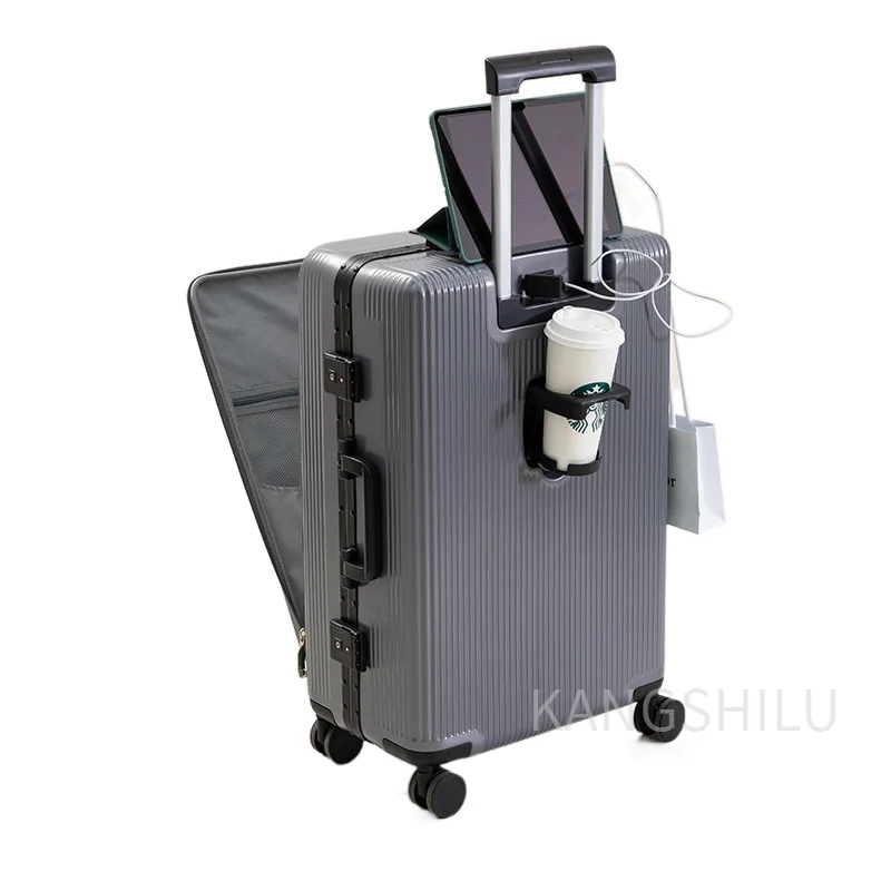 New Carry-on Suitcase 20''22''24''26''-Inch Aluminum Frame Front Opening Suitcases On Wheels Travel Trolley Case Rolling Luggage