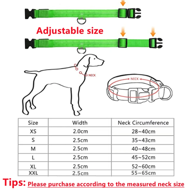 USB Rechargeable Luminous Collar Adjustable Led Glowing Dog Collar for Large Small Dogs Cat Night Light Collar Pet Safety Harnes 6