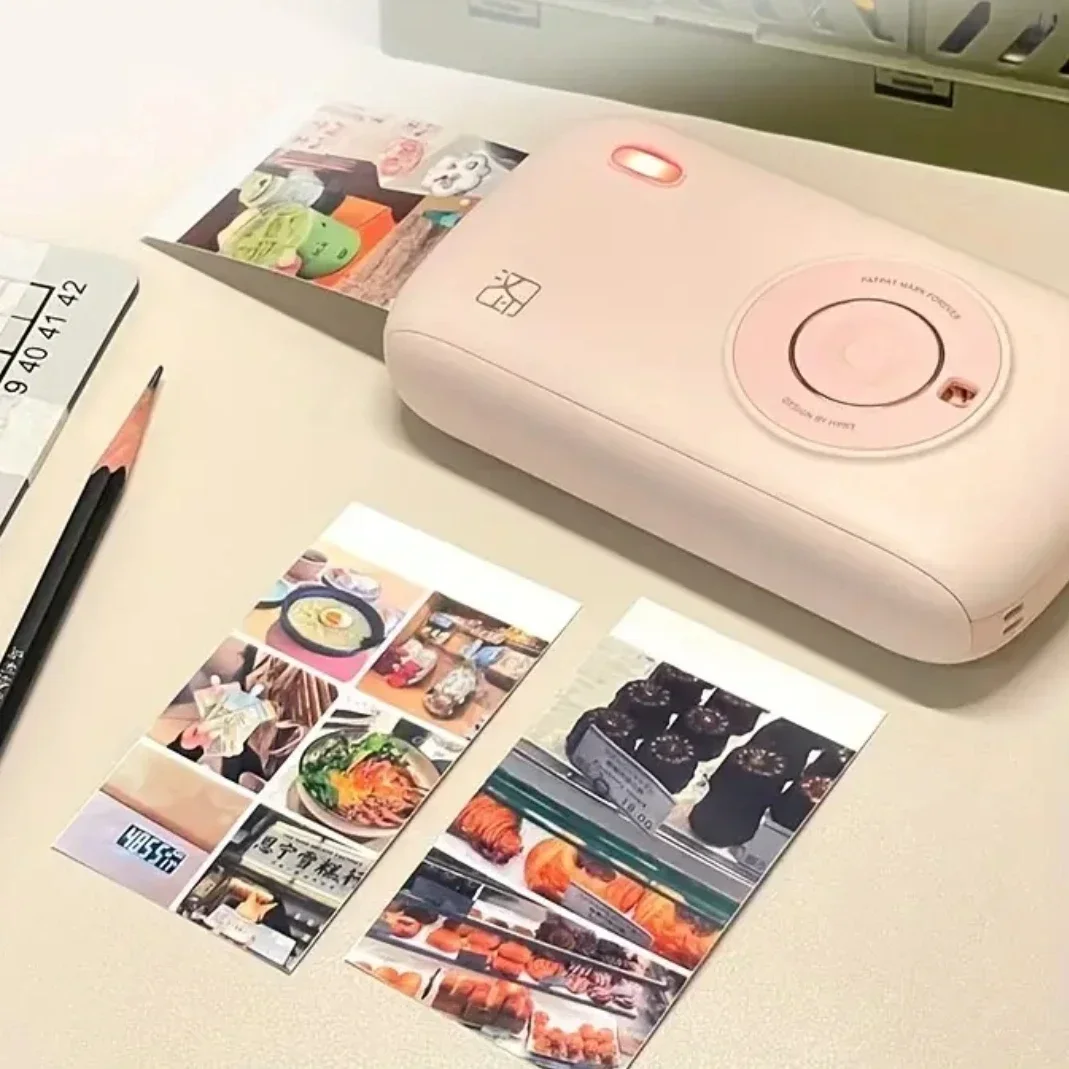 GlowMartHPRT Smartphone Sublimation Photo Printer CP2100 Mini Small DIY Share with 40 Sheets of Photo Paper 800mAh Battery