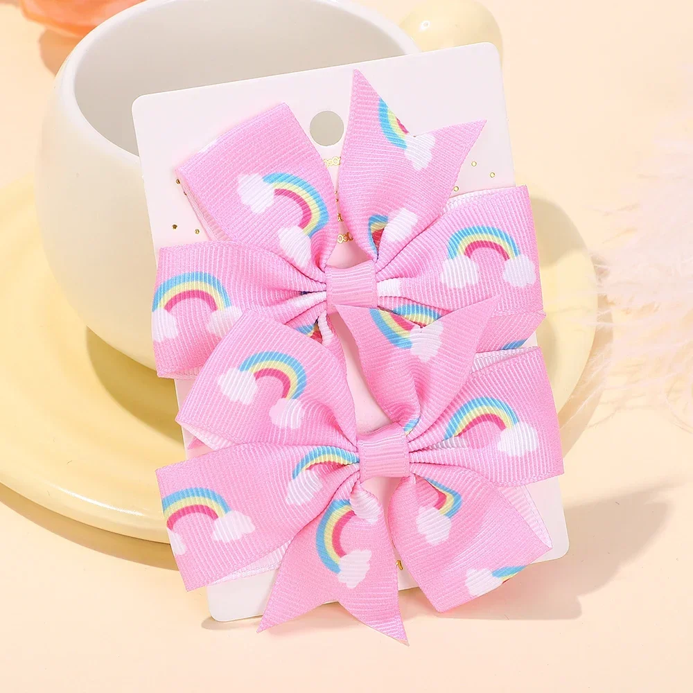 2 teile/satz Handgemachte Gedruckt Blume Haar Clips für Baby Mädchen Kinder Bögen Band Bowknot Haarnadel Barrettes Headwear Haar Zubehör – Detail 7