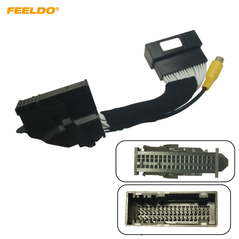 

FEELDO Car 54pin Head with RCA Rearview Backup Rear Camera Input Harness for Ford F-150 Lincoln Extension Cable Adapter #HQ7250