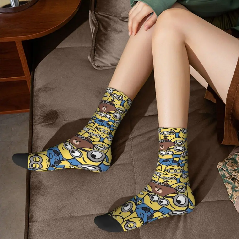 Custom Cool Print M- Minions Cartoon Socks for Women Men Stretchy Summer Autumn Winter M- Minions Bananas Crew Socks 150 Sdf08b43df08440dbb89acdf7dfef5322z