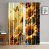 2pc,  Window Drapes sunflower 100% Polyester,Without Electricity Festive Holiday Perfect for Holiday Decor 1