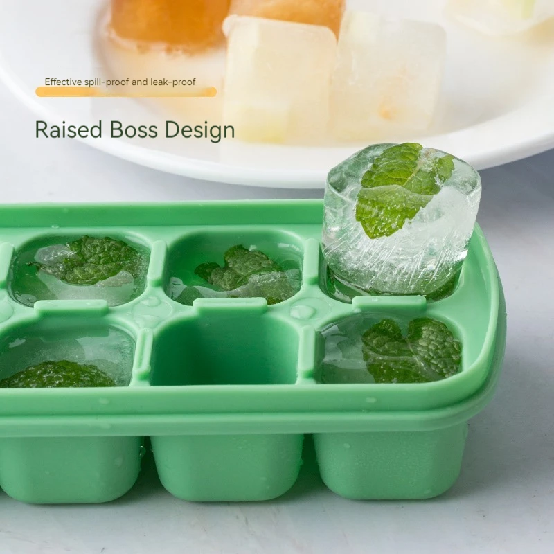 Ice Mold 1pc Ice Cube Silica Gel Food-Grade Household Silicone Ice Box With Cover Cube Mold