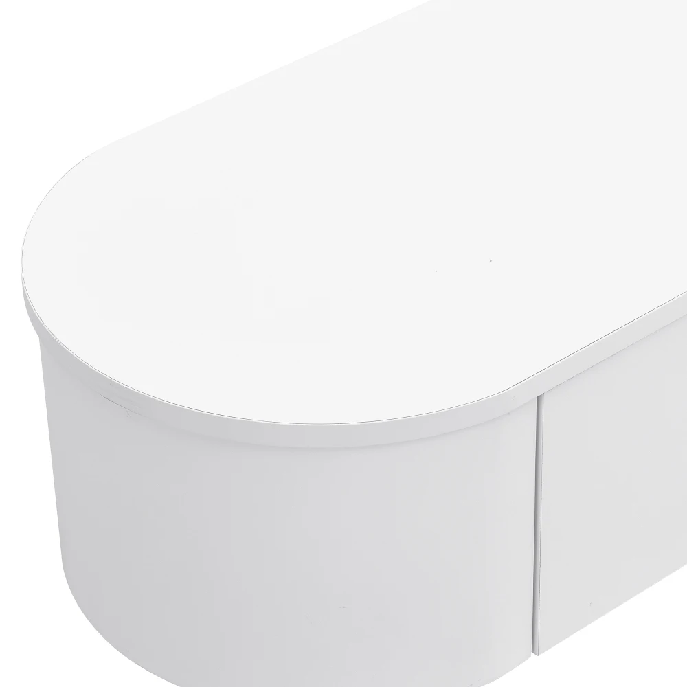 TV-Lowboard mit Schubladen – goldenen Griffen und Beinen, Design mit gebogenen Ecken, stilvoller TV-Schrank, Aufbewahrungsmöbel für Medien zu Hause – Detail 12